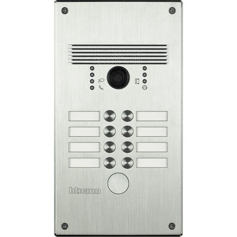 Platines monobloc antivandales à bouton poussoir Linea 300 pour 5 à 8 appels façade Inox (308012) (1/2)