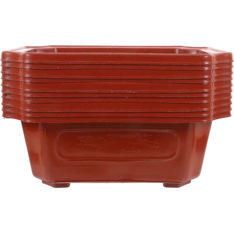 Lot de 10 pots à bonsaï style vintage en plastique, pots de culture rectangulaires classiques (1/3)