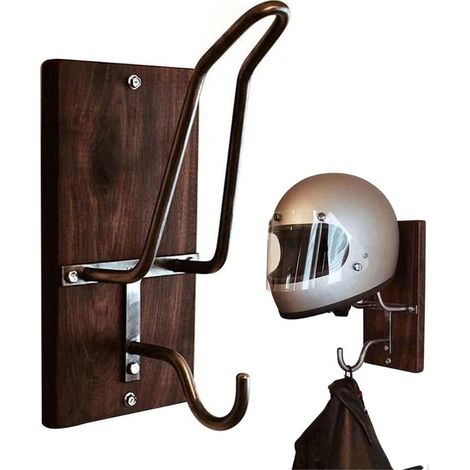 Helmhalterung zur Wandmontage mit Haken zum Aufhängen von Jacken und Schlüsseln im Retro-Design (1/4)