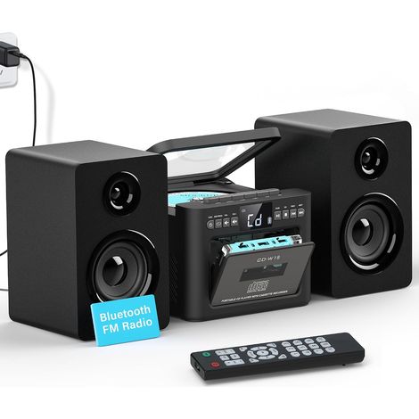 Stereo System with CD Player and Cassette Recorder, 40W Speaker with Bluetooth 5.1, Cassette Player with FM Radio, USB, TF, AUX, Remote Control, HiFi Music Equipment (1/5)