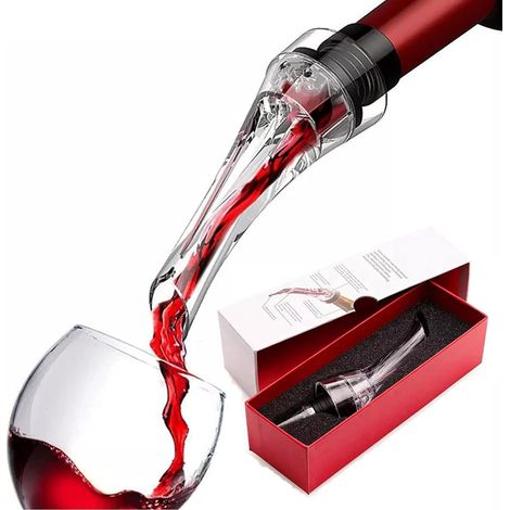 Decanteur Aérateur à Vin Bec Verseur Anti-Goutte + Pompe à Vin - Aération du Bouteille Lors de l'écoulement du Vin ,Décantation Vin Rouge Blanc Rosé (1/5)