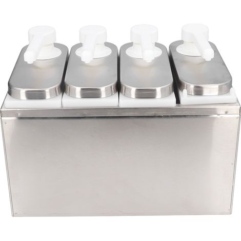 Distributeur de sauce avec pompe, 4 pièces, pour salade, confiture, condiment, contenant à presser avec base, cuisine restaurant (1/5)