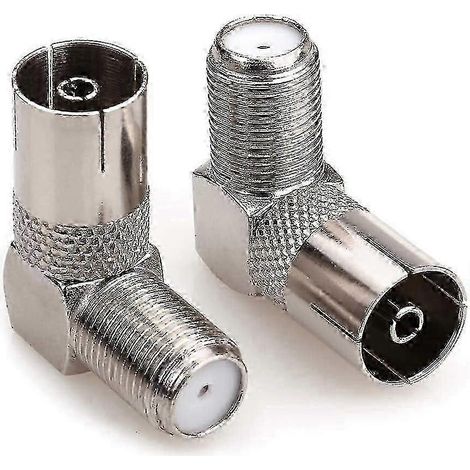 Adaptateur coaxial femelle vers fiche F coudé à 90° pour antenne TV (lot de 2), câble coaxial pour antenne TV (1/5)