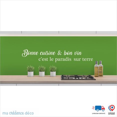 Crédence : Bonne cuisine et bon vin 2 - Couleur Vert jaune - Alu composite - 60 - 120 (1/3)