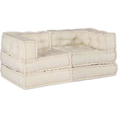 Modular Sofa 2 pcs Cream 70 x 70 x 56 cm Fabric vidaXL (1/4)
