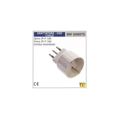 Spina 2 poli+terra 10A schuko presa 2 poli+terra 16A schuko monofase  008975