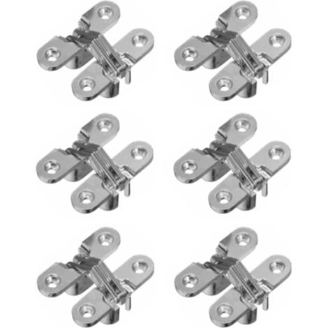 Mini Charnière Invisibles 45,5x12,5 mm Porte d'armoire Connexion Panneau Petite Boîte en Bois Charnières Alliage de Zinc Portes Pliantes Argent (1/5)