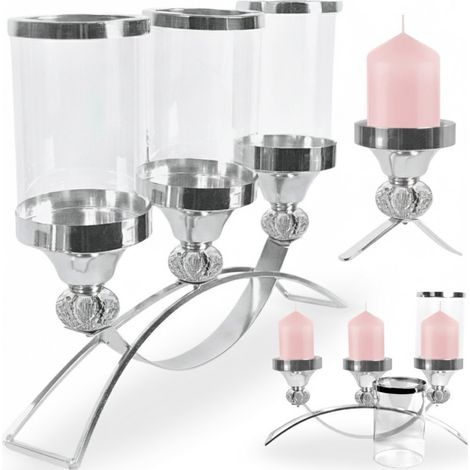 grande lampe de table chandelier glamour en verre argenté, lanterne de communion (1/4)