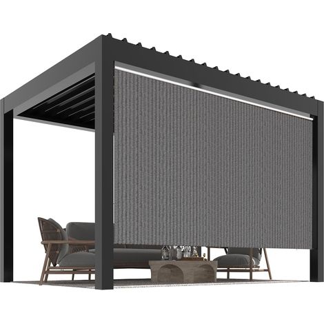 YODOLLA Outdoor Roller Shade, 3m (W) x 2.4m (H) Sun Shade Cover Canopy, 220GSM HDPE Exterior Cordless Roll Up Shade Blinds Privacy Screen, Grey (1/5)
