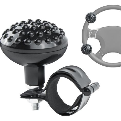 Boule de Volant Voiture, Universel Boule de Volant Tracteur Massant Bouton volant Direction Amovible Bouton Power Spinner pour Voitures Camion Tracteur Bateaux, 1 Pièce, Noir