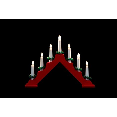1.5m Red Wooden Candle Bridge Light 2 Pack with 7 LED Bulbs and Pine Effect (1/5)