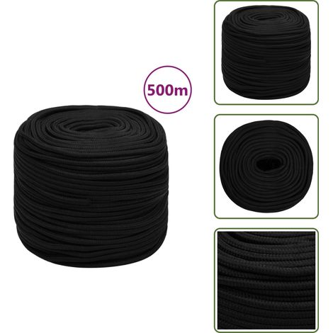 Arbeitsseil Schwarz 8 mm 500 m Polyester - Arbeitseil - Polyester Seil - Geflochtenes Seil - Baumarkt Zubehör - Gartenseil (1/5)