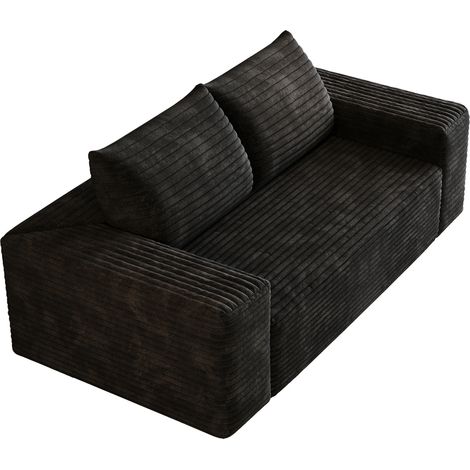 Divano modulare 180 cm in velluto a coste nero, senza montaggio, imbottitura in schiuma, MODENUIT (1/5)
