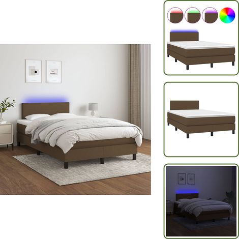 Sommier à lattes de lit matelas et LED Marron foncé 120x200 cm - Sommier Tapissier - Lit Plateforme - Lit Avec Rangement - Lit Design - Lit Moderne (1/5)