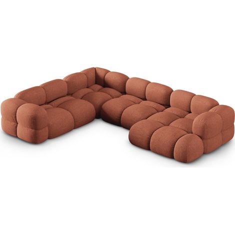 Canapé d'angle gauche forme-U 5 places tissu structurel corail (1/5)
