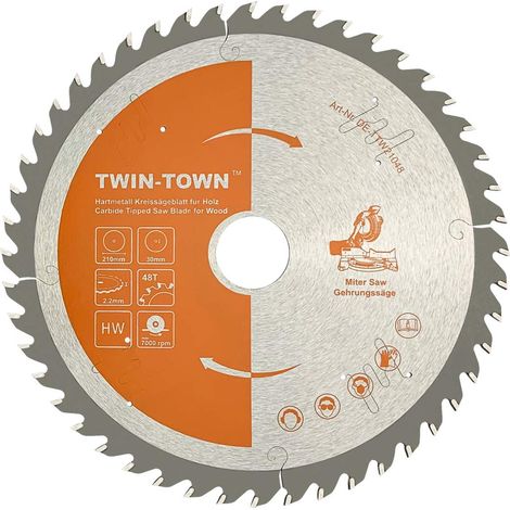 Lame de scie circulaire HM 210 x 30 mm Pour bois 48 dents carbure Coupes fines bois tendre dur Compatible (1/5)