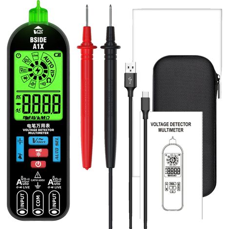 Comprobador de tensión, pantalla digital, detección sin contacto, A1X con bolsa (1/2)