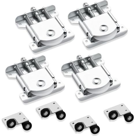 Lot de 4 roulettes galvanisées avec double ressort - Roulettes silencieuses pour portes coulissantes et rails - Capacité de charge : 80 kg (1/4)