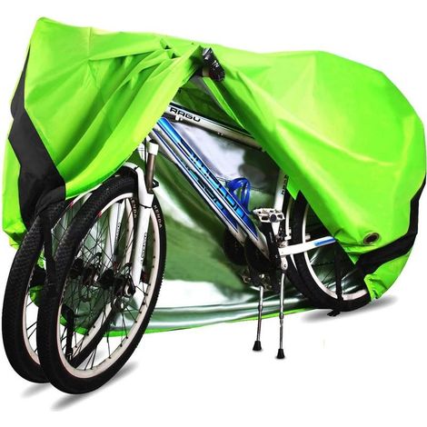Housse de vélo, 210D Haute Qualité Housse de Bicyclette Imperméable Polyester Oxford,Convient Aux Vélos et électrique Motos et Scooters, Peut Couvrir Jusqu'à Deux Vélos (Vert) (1/5)