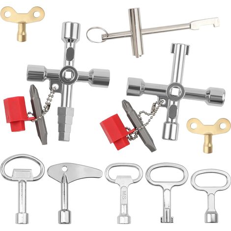 10 Pièces Clef Passe Partout, Cle Carre/Armoire Electrique/ Pompier/Universelle Adapté au Compteur D'électricité, au Compteur D'eau et à L'ascenseur (1/5)