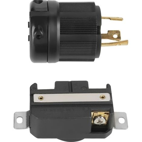 Connecteur électrique NEMA L6-30P / L6-30R – 30A 250V – 3 broches – prise mâle + femelle – twist lock (1/5)