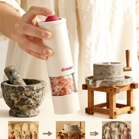 Ensemble moulin à poivre et sel électrique – Moulin à épices en acier inoxydable, 17 cm de hauteur, utilisation à une main, rechargeable - Blanc (1/5)