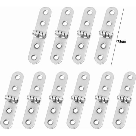 (10 pièces) 2/20 charnières pliantes à coins arrondis, pliage universel à 180 degrés, à visser, pour meubles et tables. (1/5)