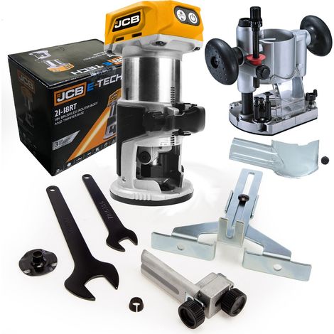 JCB 18RT-B 18V Cordless Brushless Laminate Router Trimmer + Plunge Base Bare (1/4)