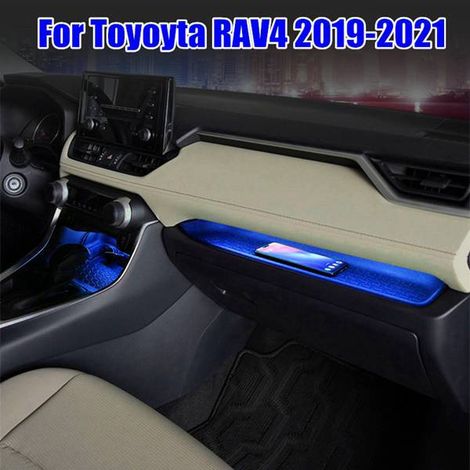 Suitable for RAV4 and Highlander center console lighting with 3 light sources, 64 colors and monochrome ice blue, easy to install version. (1/5)
