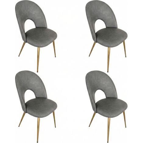 Set 4 Sedie Ecopelle Cucina Pranzo Soggiorno Ergonomiche Moderne grigio