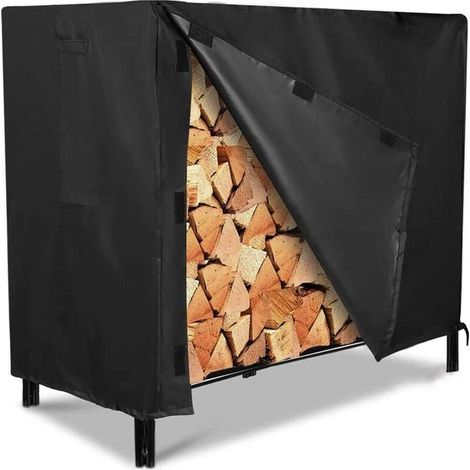 Outdoor Log Shed and Log Rack Waterproof Cover for Outdoor Firewood - 244 x 61 x107cm - Black (1/4)