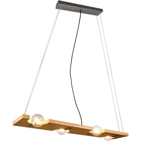 Lampadario Trio Tailor legno chiaro/nero 4xE27 115cm (1/5)