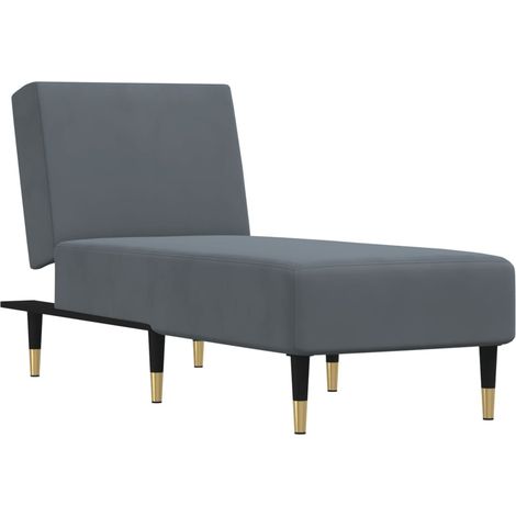 vidaXL Chaise Longue in Velluto Grigio Scuro (1/5)