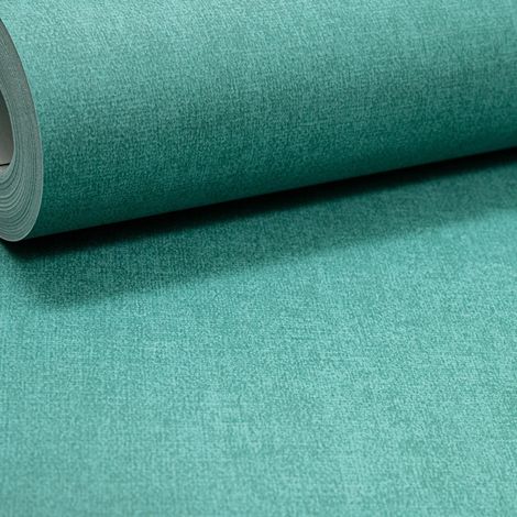 Plain Green Wallpaper Linen Effect Smooth Finish Paste The Wall Quality Vinyl (1/4)