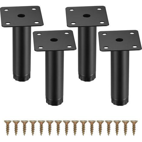 4 Piedi per Mobili, 10 cm/4 Pollici Piedini Regolabili per Mobili, Supporti in Metallo per Tavoli/Sedie/Scrivanie/Cucina/Armadi/Divani (1/5)