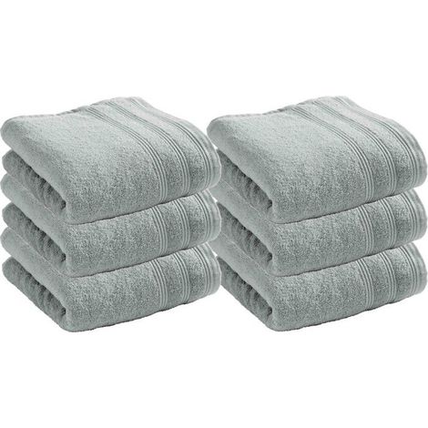Serviette de toilette éponge - COTON PUR - Spa - Lot 6 - 50 x 100 cm - 400 g/m² - Spa Perle (1/4)