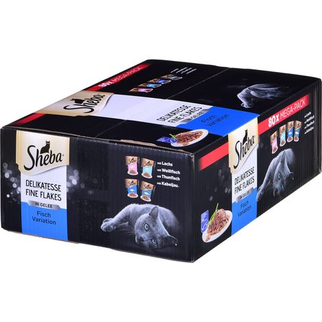 Cibo umido per gatti Sheba al gusto di pesce, 80 confezioni da 85 g (1/5)