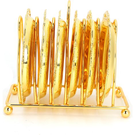 Dessous de verre en métal rétro style européen, motif artisanal d'isolation thermique pour la décoration intérieure (jaune) (1/5)