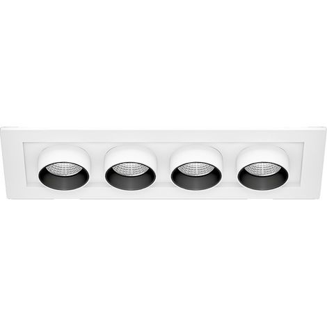 Mini Spot Led Rectangulaire Oxo Beneito & Faure, 24W, 4 Lumières, Blanc Mat, Interrupteur Cct 2700/3200/4000K, Orientable 355°, Faisceau 35° (1/4)