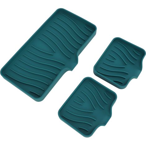 Porte-savon de cuisine en silicone vert, avec déflecteur d'évier et porte-éponge pour salle de bain et toilettes. (1/5)