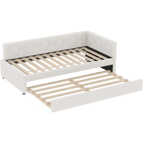 Letto per bambini 90 x 200 cm con letto estraibile, LED, USB e Type-C, bianco (1/5)