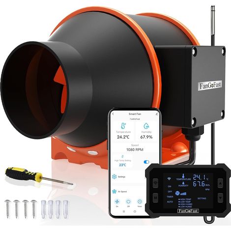 100mm Wifi App Extracteur d'Air, Avec contrôle de la température et de l'humidité, moteur EC, ventilateur d'extraction de 2800 tr/min pour les superchargeurs, les tentes (1/5)