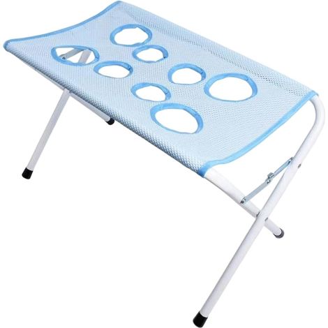 Hamac de toilettage pour animaux avec support pliable en fer (Bleu, 60 x 33 x 40 cm) Support de bain et table en filet pour petits chiens et chats, avec sangle de sécurité pour la coupe des griffes,