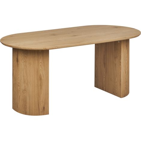 Mesa Minimalista con Tapa Ovalada Patas Estriadas 180 x 90 cm Madera clara Savory