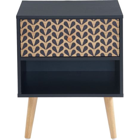 Table de chevet CAPUCINE noir et effet chêne 40cm (1/5)
