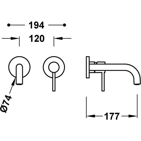 TRES 26230021OR STUDY Pieza Vista para Cuerpo Empotrado De Lavabo Color Oro 24K - ref: 26230021OR
