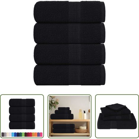 vidaXL Waschtuch - Waschtücher FROGN 4 Stk. Schwarz 30x30 cm 360 g/m² (1/5)