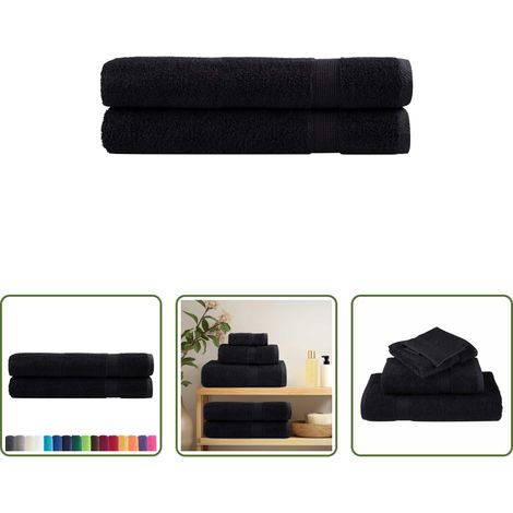 vidaXL Schlaufe - Premium-Handtücher SOLUND 2 Stk. Schwarz 100x200 cm 600 g/m² (1/5)