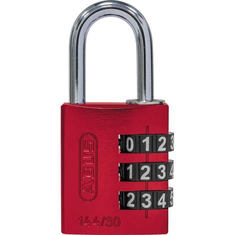 ABUS Lucchetto a combinazione in alluminio 144/30 rosso con numeri grandi, 80796 (1/3)