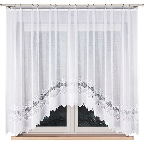 Modesta - rideau jacquard prêt à poser - blanc - motif classique - 300 x 160 cm (1/5)
